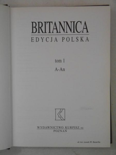 Britannica. Edycja polska, Tom I