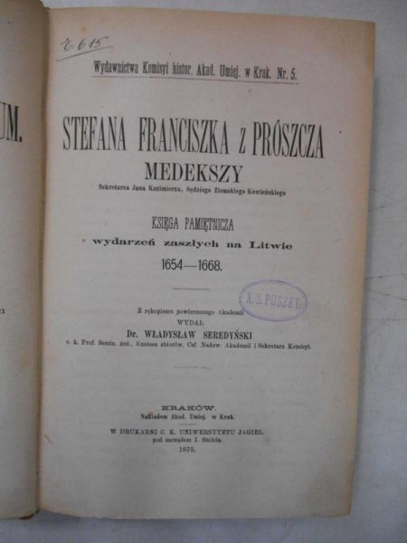 Stefana Franciszka z Prószcza Medekszy, 1875 r.
