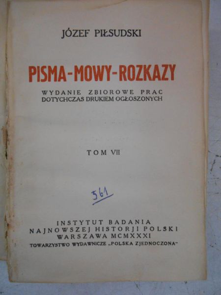 Pisma-mowy-rozkazy, t.VII, 1931 r.
