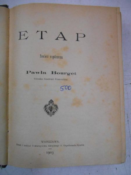 Bourget Paweł - Etap, 1903 r.