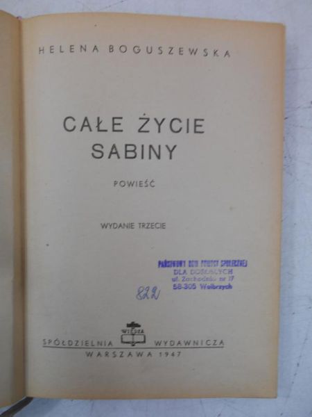 Całe życie Sabiny, 1947 r.