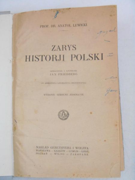 Lewicki Anatol - Zarys Historji Polski, 1923 r.