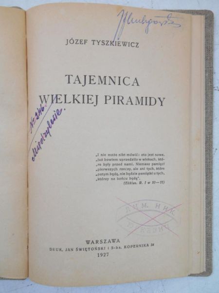 Tajemnica wielkiej piramidy, 1927 r.