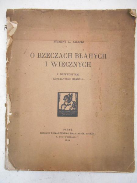 Lubicz-Zaleski Zygmunt - O rzeczach błahych i wiecznych, 1929 r.