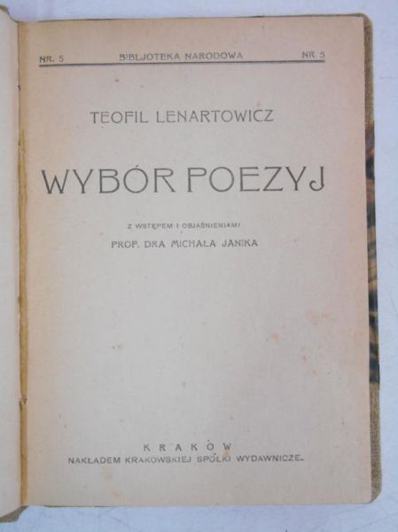 Wybór Poezyj, 1920 r., BN