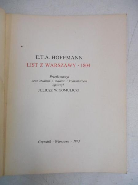 Hoffmann E. T. A. - List z Warszawy 1804