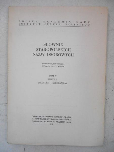 Słownik staropolskich nazw osobowych, Tom V, zeszyt II