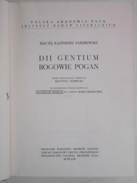 DII Gentium. Bogowie pogan