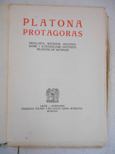 Platona protagoras, 1923 r.