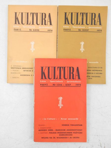 Kultura paryska, zestaw 3 książek z 1974 r.
