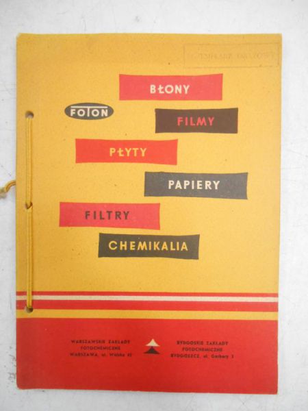 Błony, filmy, płyty, papiery, filtry, chemikalia