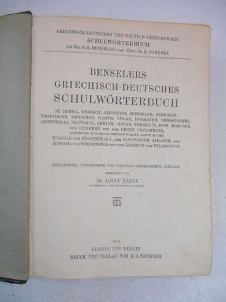 s Griechisch-Deutsches Schulworterbuch, 1911 r.