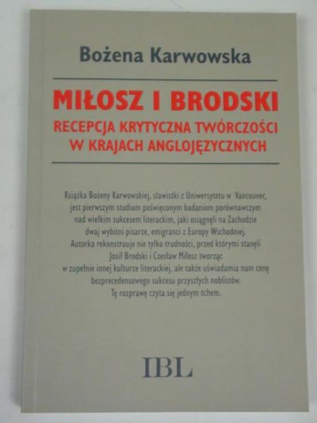 Karwowska Bożena - Miłosz i Brodski