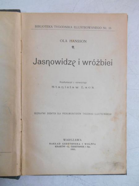 Hansson Ola - Jasnowidze i wróżbici, 1905 r.