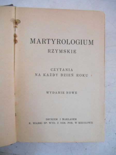 Martyrologium Rzymskie,1938 r.