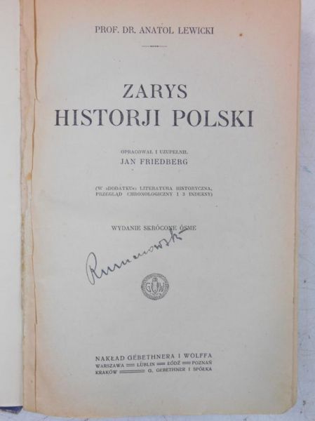 Lewicki Anatol - Zarys Historji Polski, 1925 r.