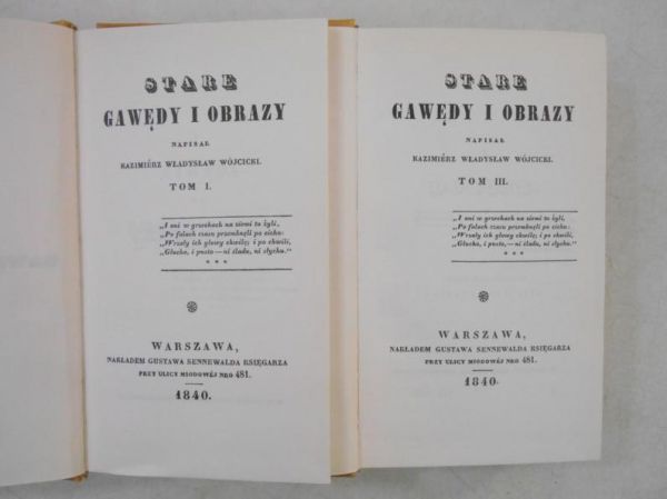Stare gawędy i obrazy, T.I-IV, reprinty z 1840 r.