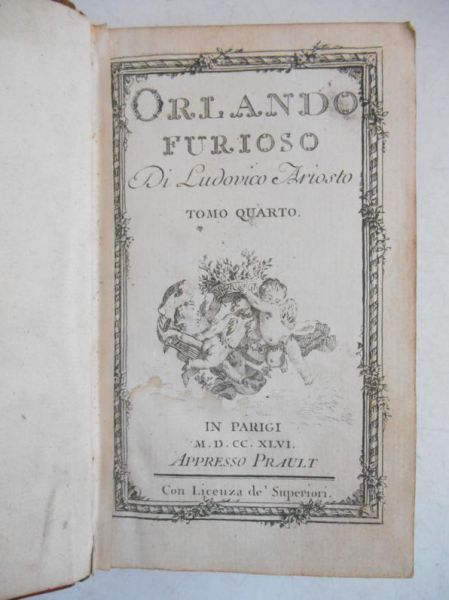 Ariosto Lodovico - Orladno Furioso,  t. IV,  1746 r.