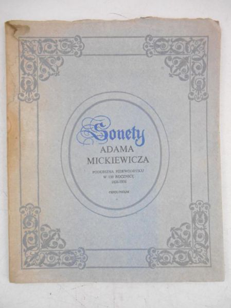 Mickiewicz Adam  - Sonety, reprint z 1826 r.