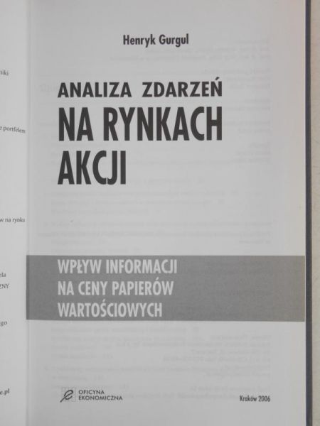Analiza zdarzeń na rynkach akcji