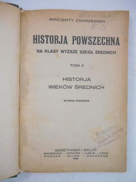 Historia Powszechna, 1922 r.