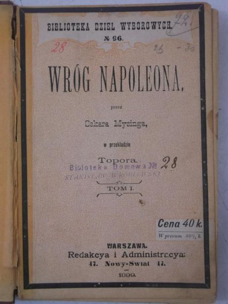 Wróg Napoleona, Tom I, 1899 r.