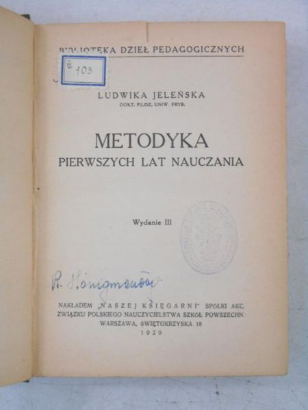 Metodyka pierwszych lat nauczania, 1929 r.