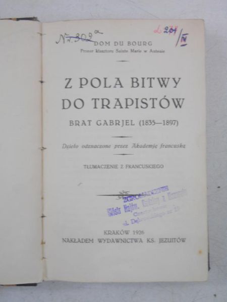 Z pola bitwy do trapistów, 1926 r.
