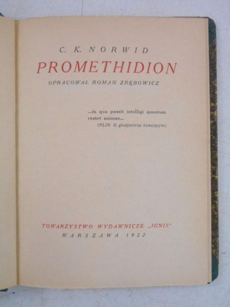 Promethidion, 1922 r.