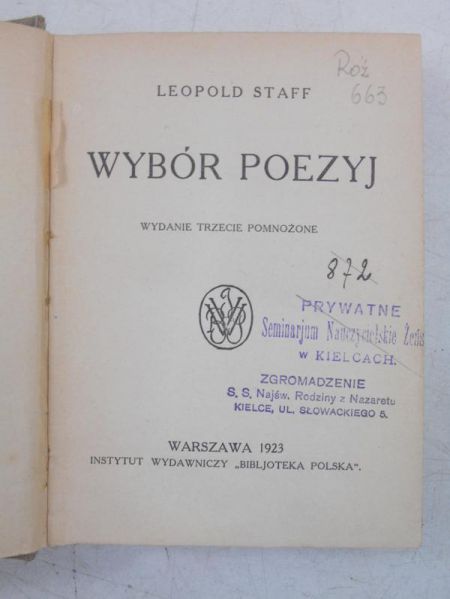 Wybór poezyj, 1923 r.