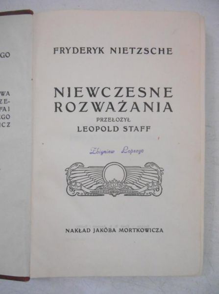 Niewczesne rozważania, 1912 r.