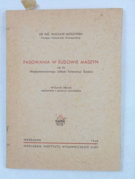 Moszyński Wacław  - Pasowania w budowie maszyn