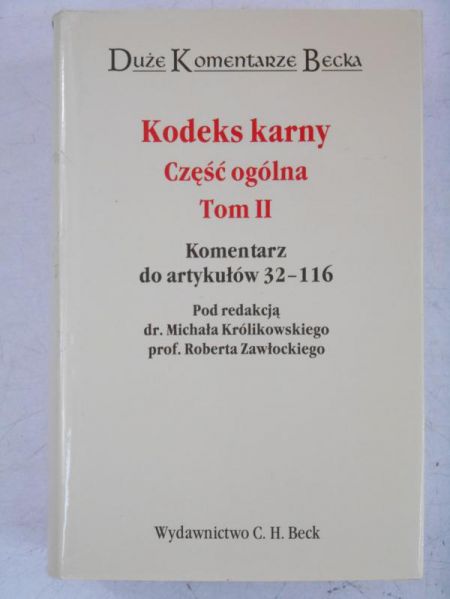 Kodeks karny. Część ogólna, Tom II