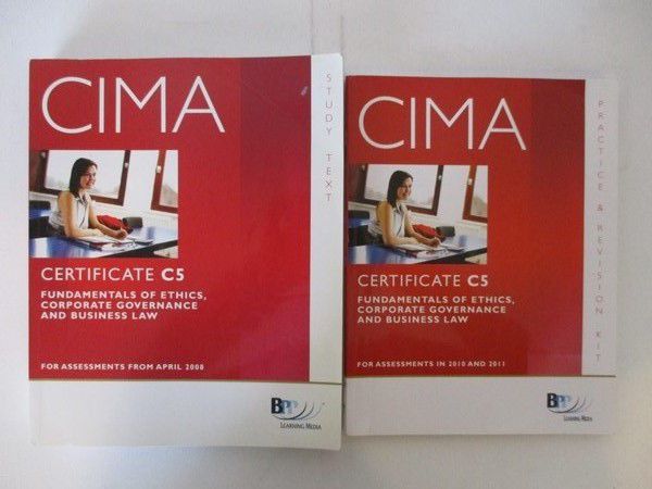 CIMA Certificate Paper C5 : Fundamentals of ethics, corporate governance and business law, 2 książki