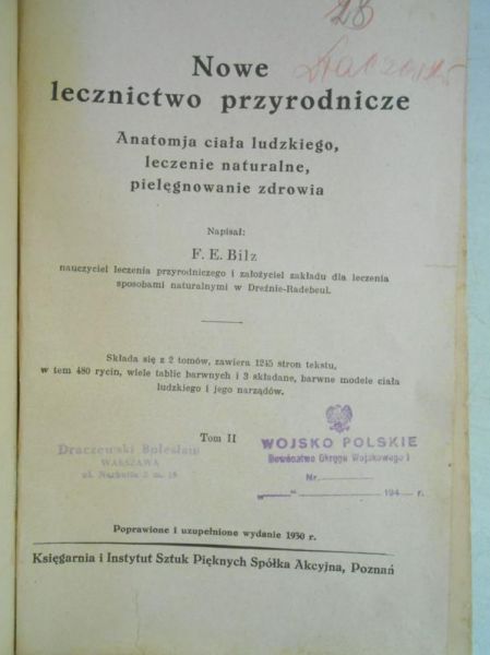 Bilz F. E. - Nowe lecznictwo przyrodnicze, Tom II, 1930 r.
