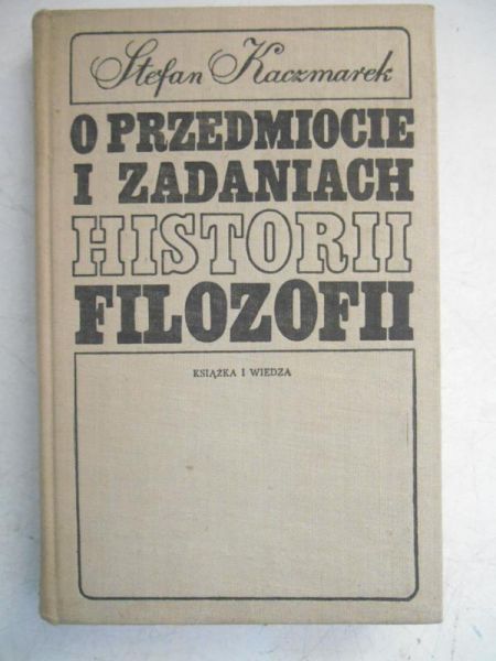 O przedmiocie i zadniach historii filozofii