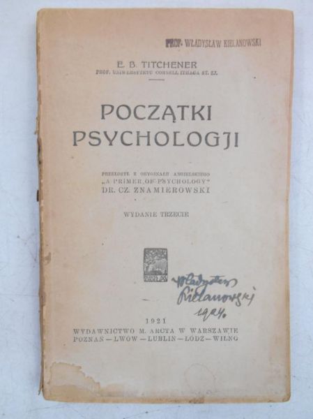 B. - Początki psychologji, 1921 r.