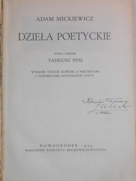 Mickiewicz Adam - Dzieła poetyckie, 1933 r.