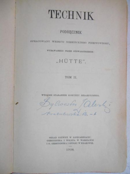 Technik, tom II, 1908 r.