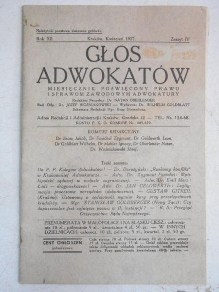 Głos adwokatów, 1937 r.