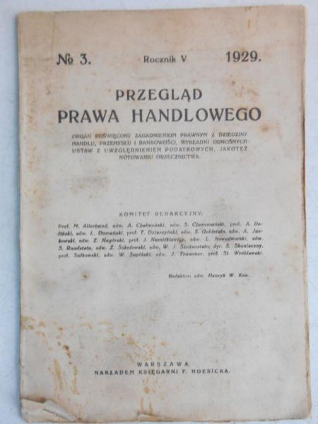 Przegląd prawa handlowego nr. 3, 1929 r.