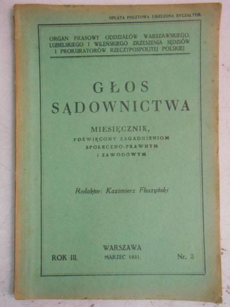 Głos sądownictwa, 1931 r.