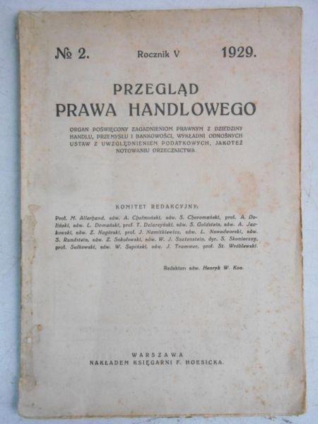 Przegląd prawa handlowego, nr. 2, 1929 r.