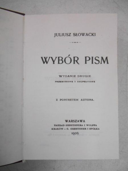Wybór pism, miniatura, 1906 r.