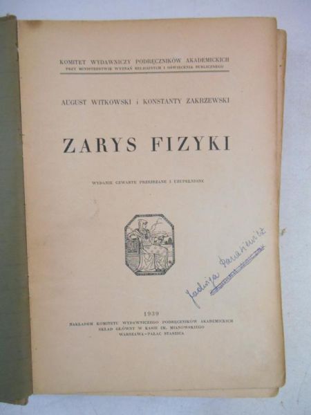 Zarys fizyki, 1939 r.