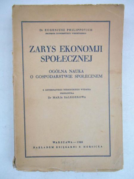 Zarys ekonomji społecznej, 1922 r.