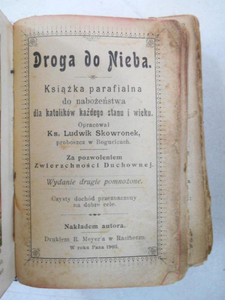 Droga do nieba. Książka parafialna do nabożeństwa, 1903 r.