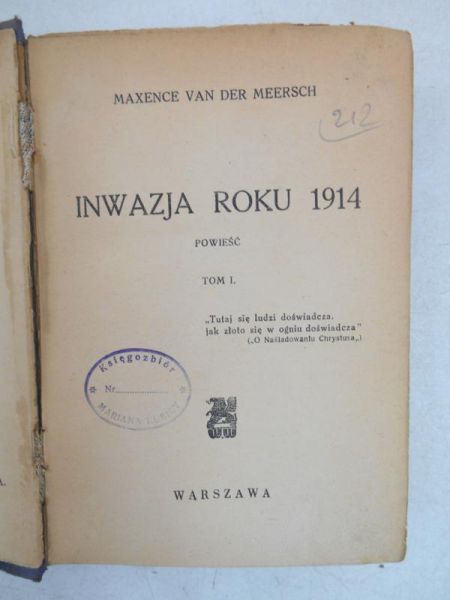 Inwazja roku 1914, Tom I, 1938 r.