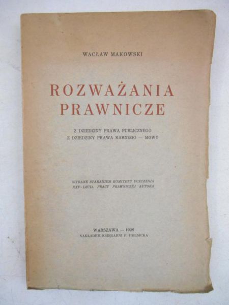 Rozważania prawnicze, 1928 r.