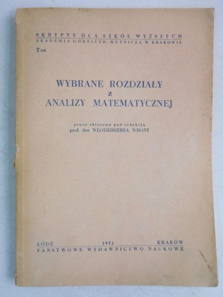 Wybrane rozdziały z analizy matematycznej